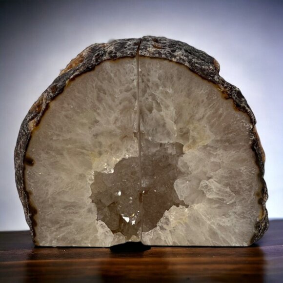 Crystal bookends, Agate Stone with Geode Center, Natural Bookshelf Decor (DB) - Picture 3 of 14